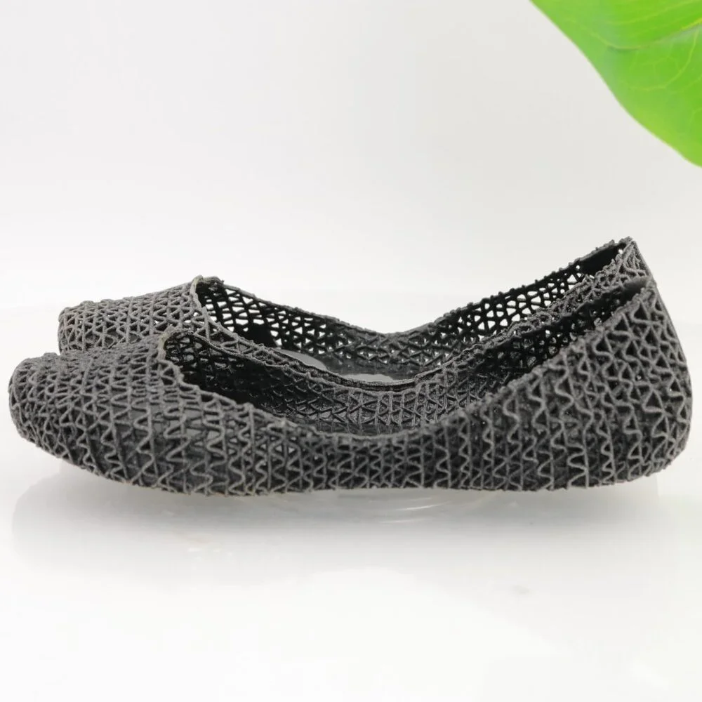 Melissa x Campana Womens Papel Ballet Flats Size 6 Gray Jelly Woven Details Shoe